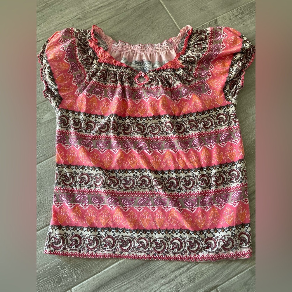 Faded Glory Pink and Gray Paisley Top